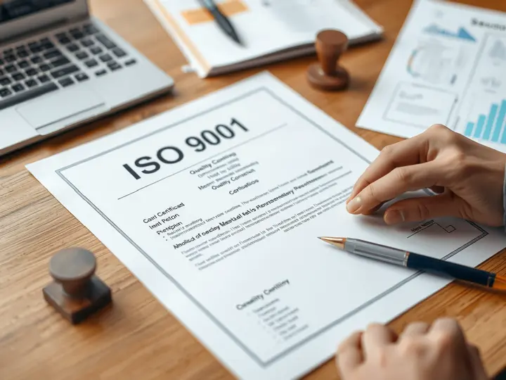 ISO 9001认证证书与质量管控印章
